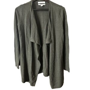 Ellen Tracy Women's Deep Green Merino Wool Open Front Cardigan Sz Medium